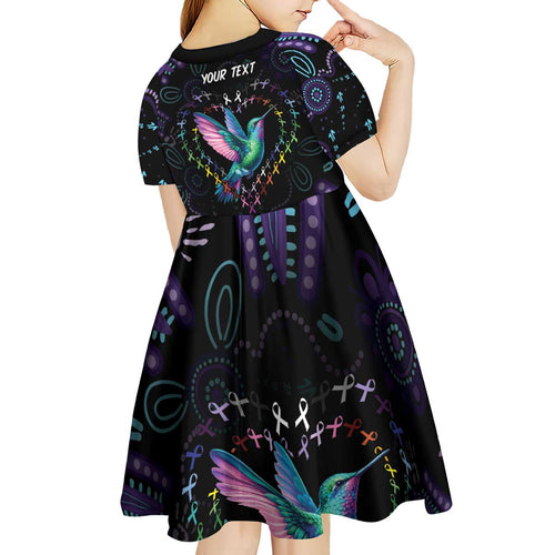 Australia Indigenous Aboriginal Arts Kid Short Sleeve Dress Hummingbird - Fight Cancer In All Colors