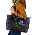 Australia Indigenous Aboriginal Arts Leather Tote Bag Hummingbird - Fight Cancer In All Colors