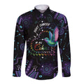 Australia Indigenous Aboriginal Arts Long Sleeve Button Shirt Hummingbird - Fight Cancer In All Colors