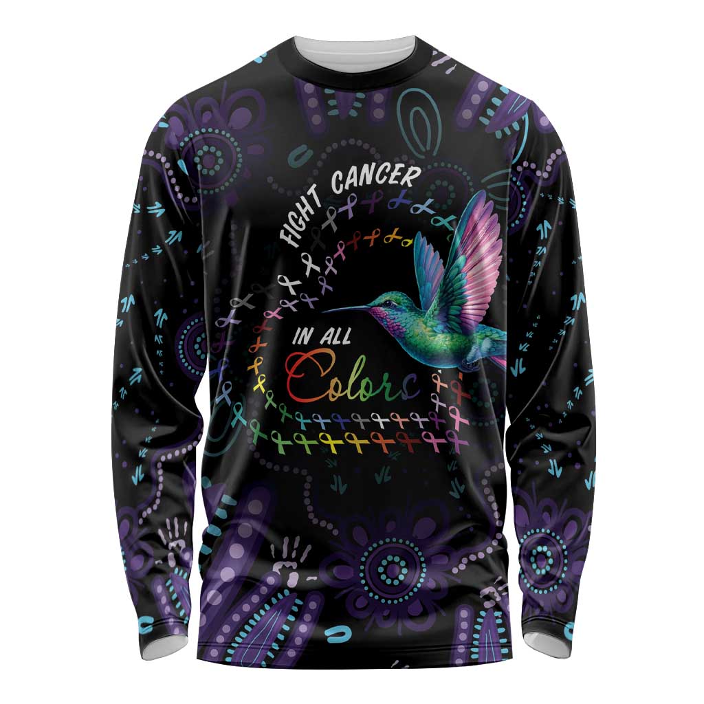 Australia Indigenous Aboriginal Arts Long Sleeve Shirt Hummingbird - Fight Cancer In All Colors