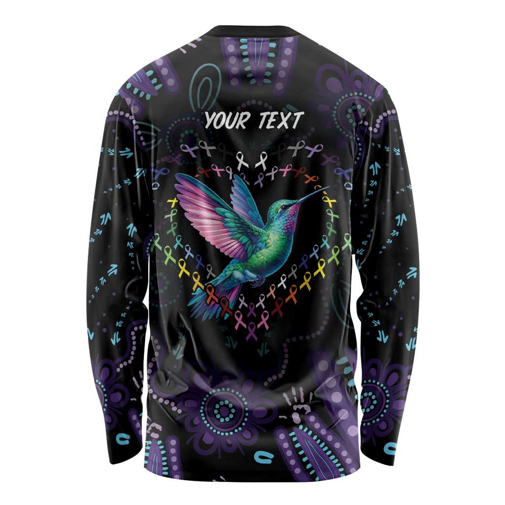 Australia Indigenous Aboriginal Arts Long Sleeve Shirt Hummingbird - Fight Cancer In All Colors