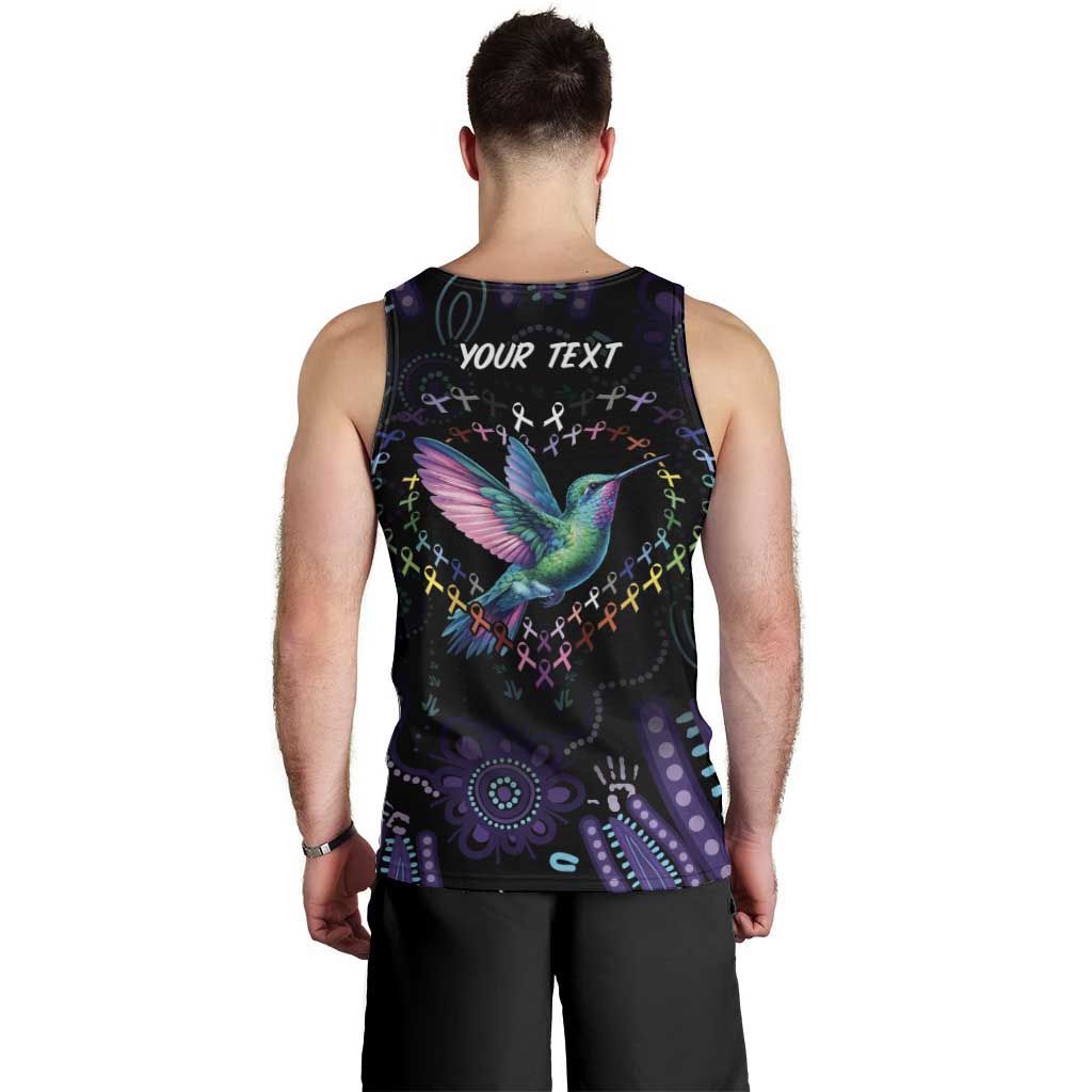 Australia Indigenous Aboriginal Arts Men Tank Top Hummingbird - Fight Cancer In All Colors