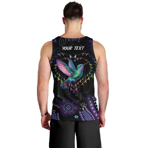 Australia Indigenous Aboriginal Arts Men Tank Top Hummingbird - Fight Cancer In All Colors