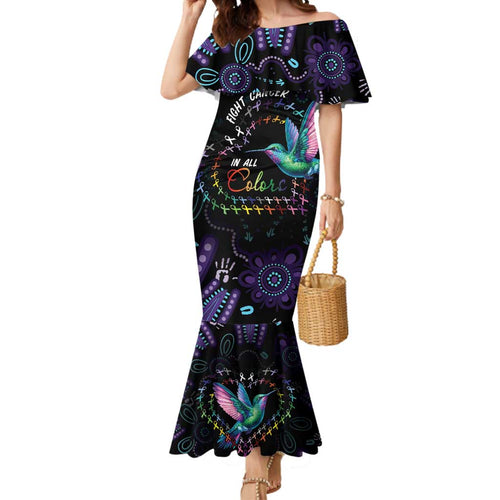 Australia Indigenous Aboriginal Arts Mermaid Dress Hummingbird - Fight Cancer In All Colors