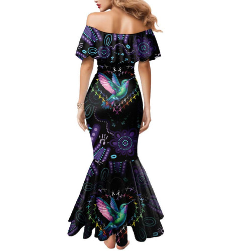 Australia Indigenous Aboriginal Arts Mermaid Dress Hummingbird - Fight Cancer In All Colors
