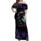 Australia Indigenous Aboriginal Arts Off Shoulder Maxi Dress Hummingbird - Fight Cancer In All Colors