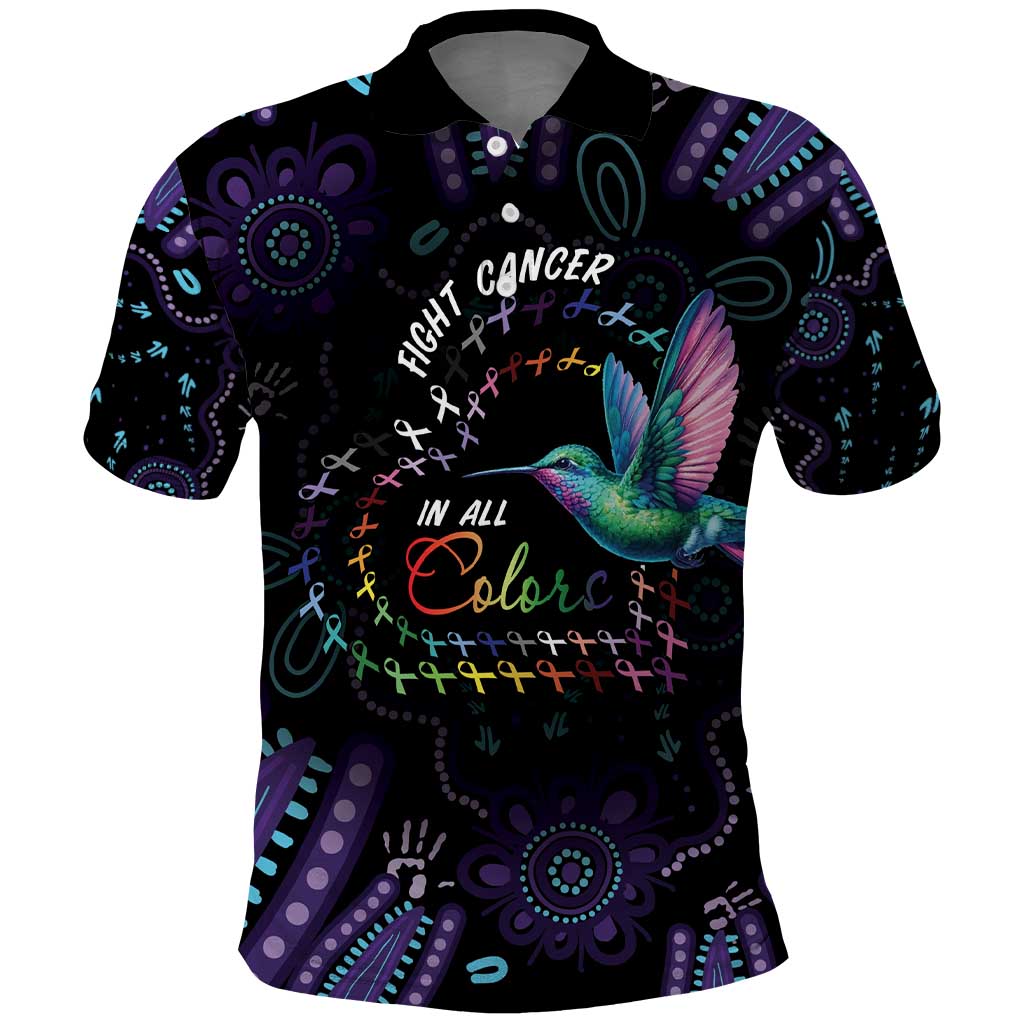 Australia Indigenous Aboriginal Arts Polo Shirt Hummingbird - Fight Cancer In All Colors