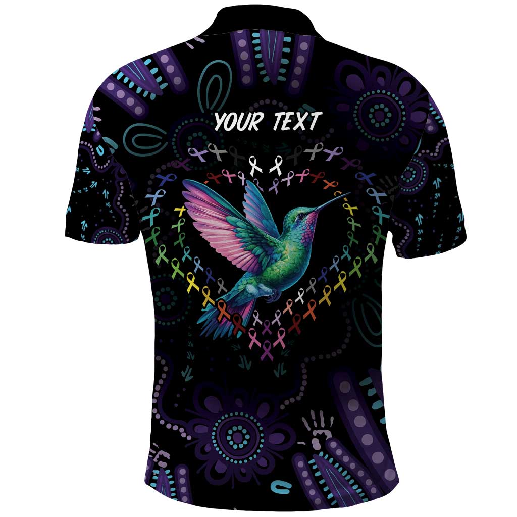 Australia Indigenous Aboriginal Arts Polo Shirt Hummingbird - Fight Cancer In All Colors