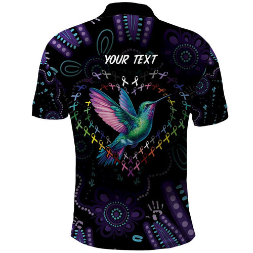 Australia Indigenous Aboriginal Arts Polo Shirt Hummingbird - Fight Cancer In All Colors