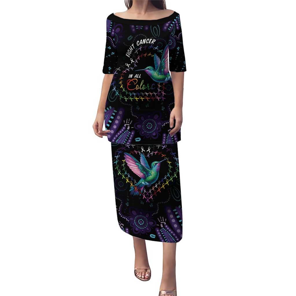 Australia Indigenous Aboriginal Arts Puletasi Hummingbird - Fight Cancer In All Colors