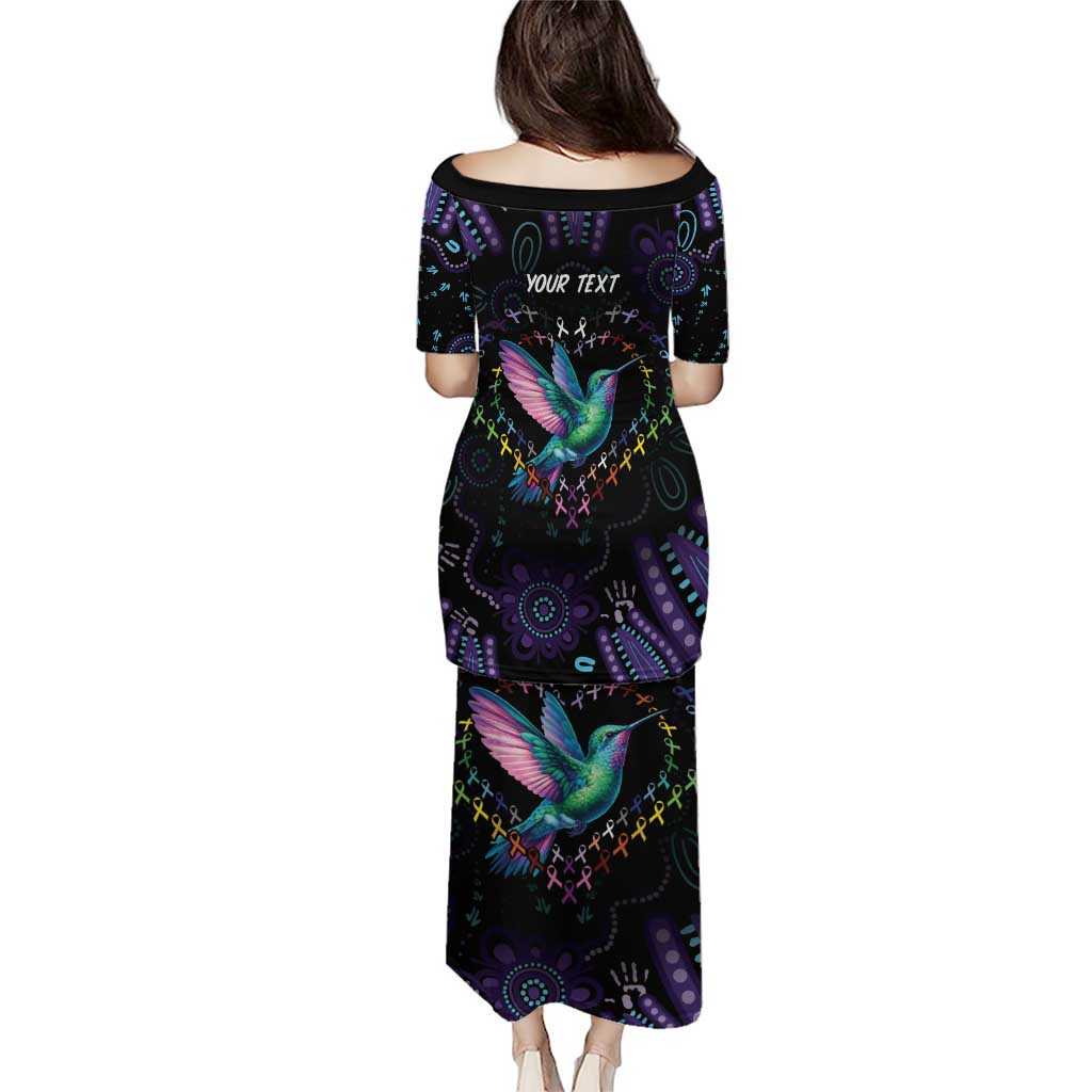 Australia Indigenous Aboriginal Arts Puletasi Hummingbird - Fight Cancer In All Colors