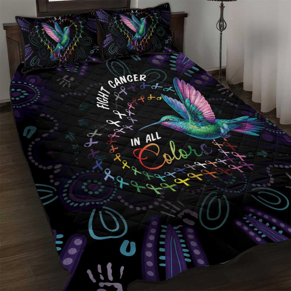 Australia Indigenous Aboriginal Arts Quilt Bed Set Hummingbird - Fight Cancer In All Colors