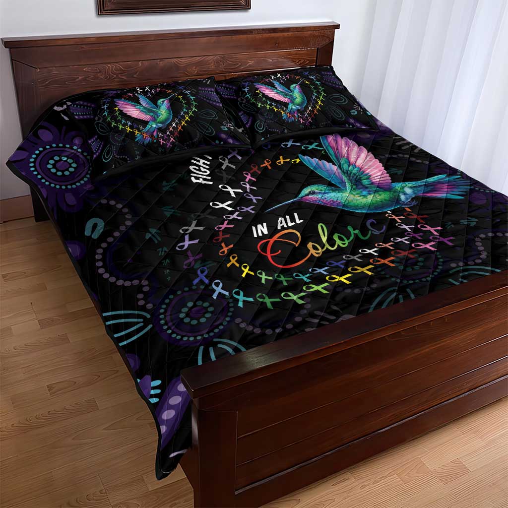 Australia Indigenous Aboriginal Arts Quilt Bed Set Hummingbird - Fight Cancer In All Colors