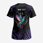 Australia Indigenous Aboriginal Arts Scrub Top Hummingbird - Fight Cancer In All Colors - Aussie Hoodie