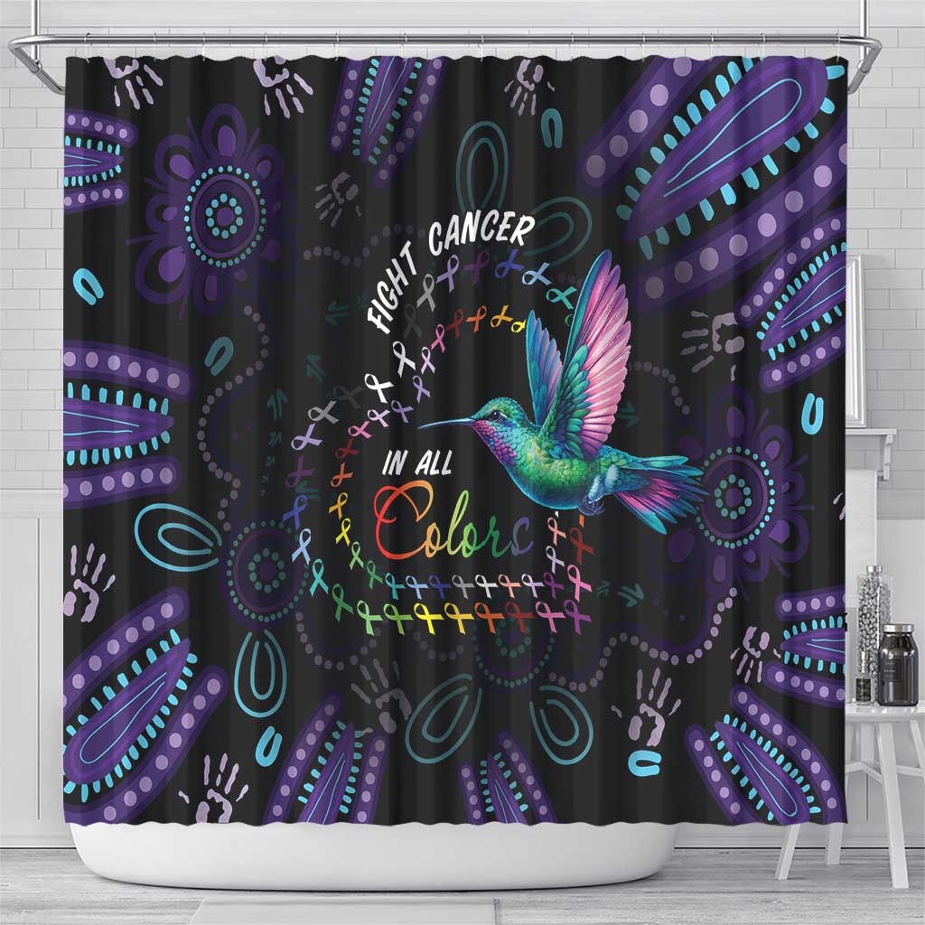 Australia Indigenous Aboriginal Arts Shower Curtain Hummingbird - Fight Cancer In All Colors