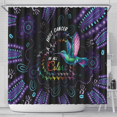 Australia Indigenous Aboriginal Arts Shower Curtain Hummingbird - Fight Cancer In All Colors