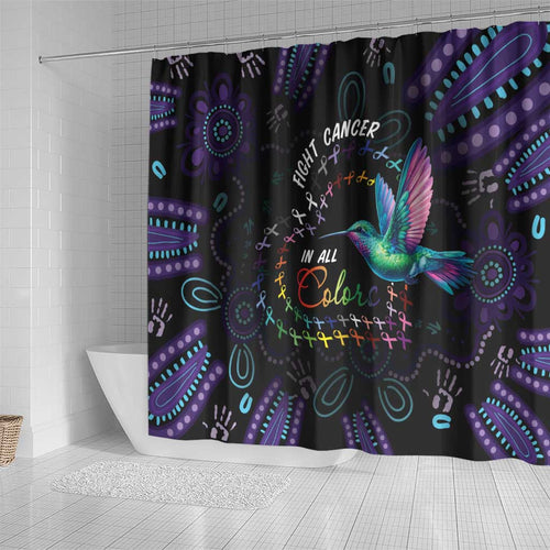 Australia Indigenous Aboriginal Arts Shower Curtain Hummingbird - Fight Cancer In All Colors