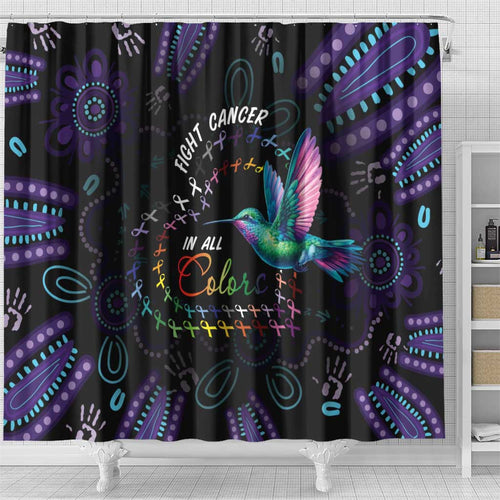 Australia Indigenous Aboriginal Arts Shower Curtain Hummingbird - Fight Cancer In All Colors