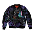 Australia Indigenous Aboriginal Arts Sleeve Zip Bomber Jacket Hummingbird - Fight Cancer In All Colors