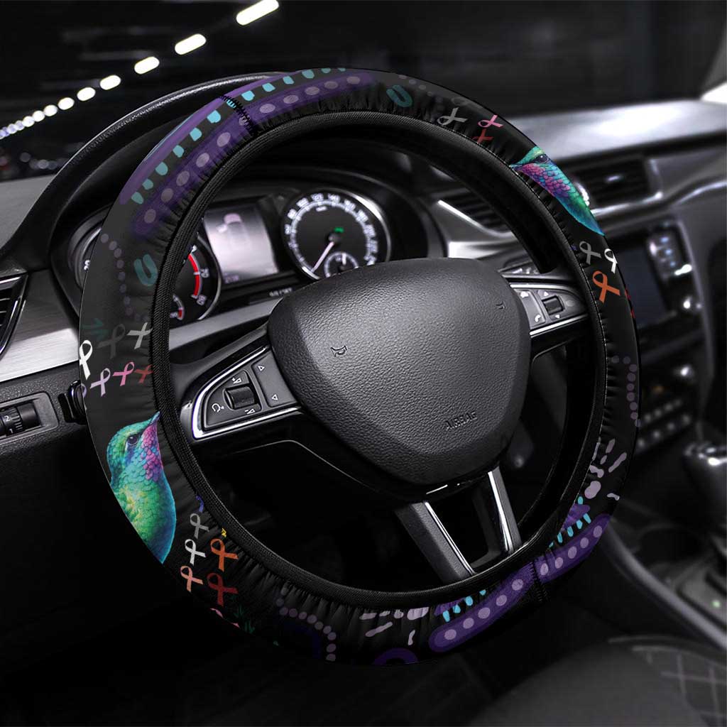 Australia Indigenous Aboriginal Arts Steering Wheel Cover Hummingbird - Fight Cancer In All Colors
