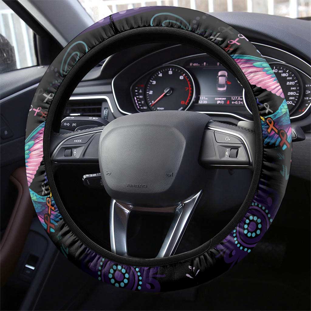 Australia Indigenous Aboriginal Arts Steering Wheel Cover Hummingbird - Fight Cancer In All Colors