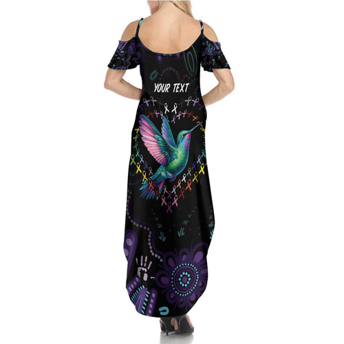 Australia Indigenous Aboriginal Arts Summer Maxi Dress Hummingbird - Fight Cancer In All Colors