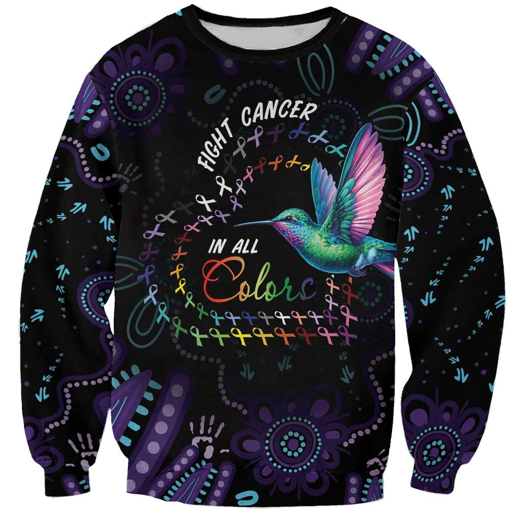 Australia Indigenous Aboriginal Arts Sweatshirt Hummingbird - Fight Cancer In All Colors