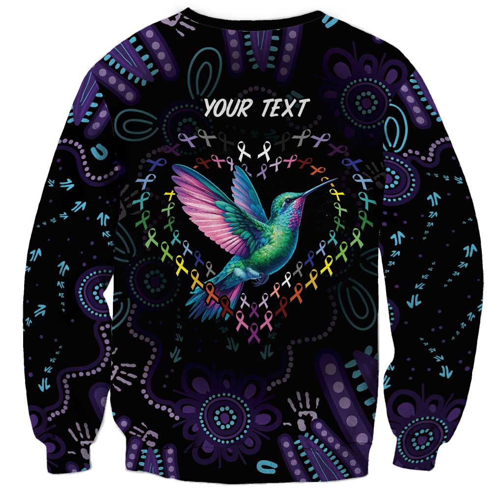 Australia Indigenous Aboriginal Arts Sweatshirt Hummingbird - Fight Cancer In All Colors