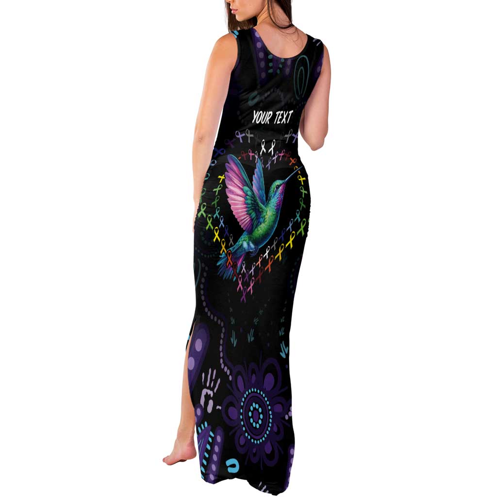 Australia Indigenous Aboriginal Arts Tank Maxi Dress Hummingbird - Fight Cancer In All Colors