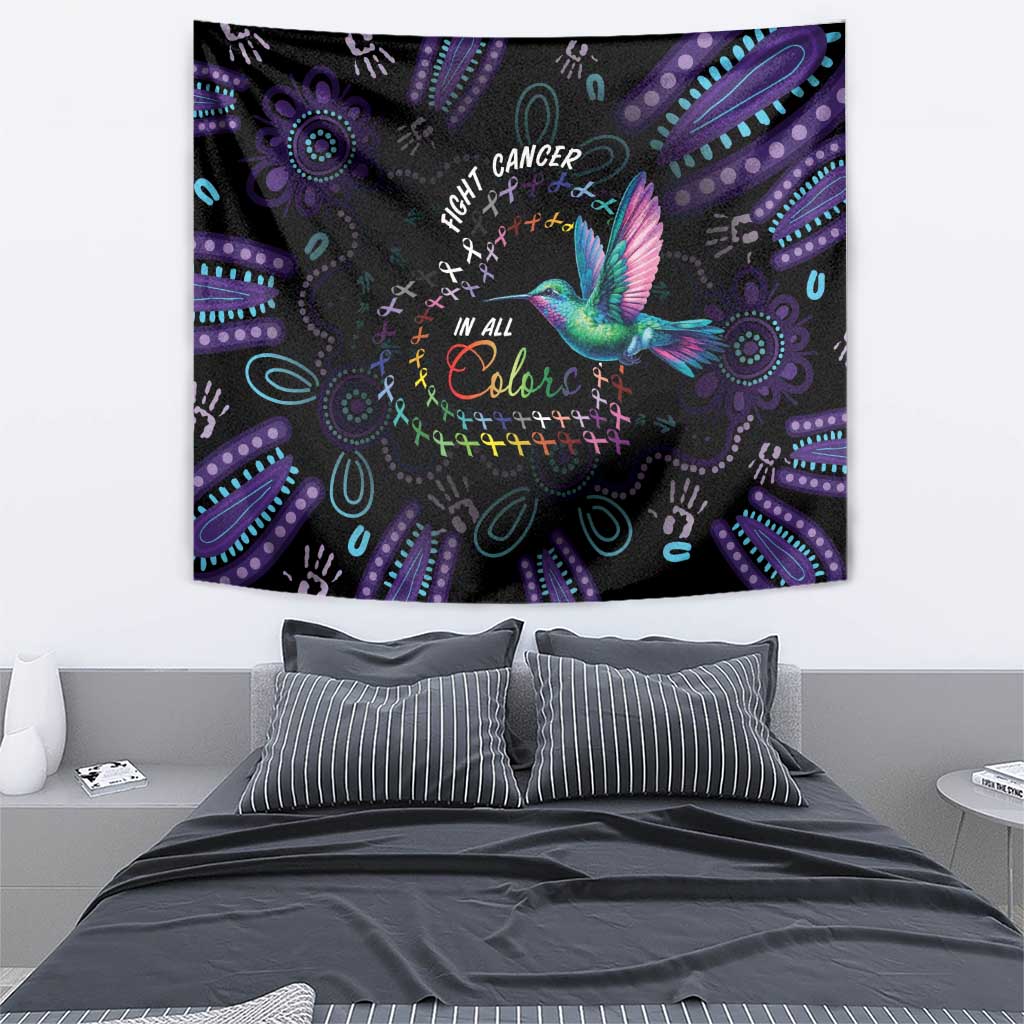 Australia Indigenous Aboriginal Arts Tapestry Hummingbird - Fight Cancer In All Colors
