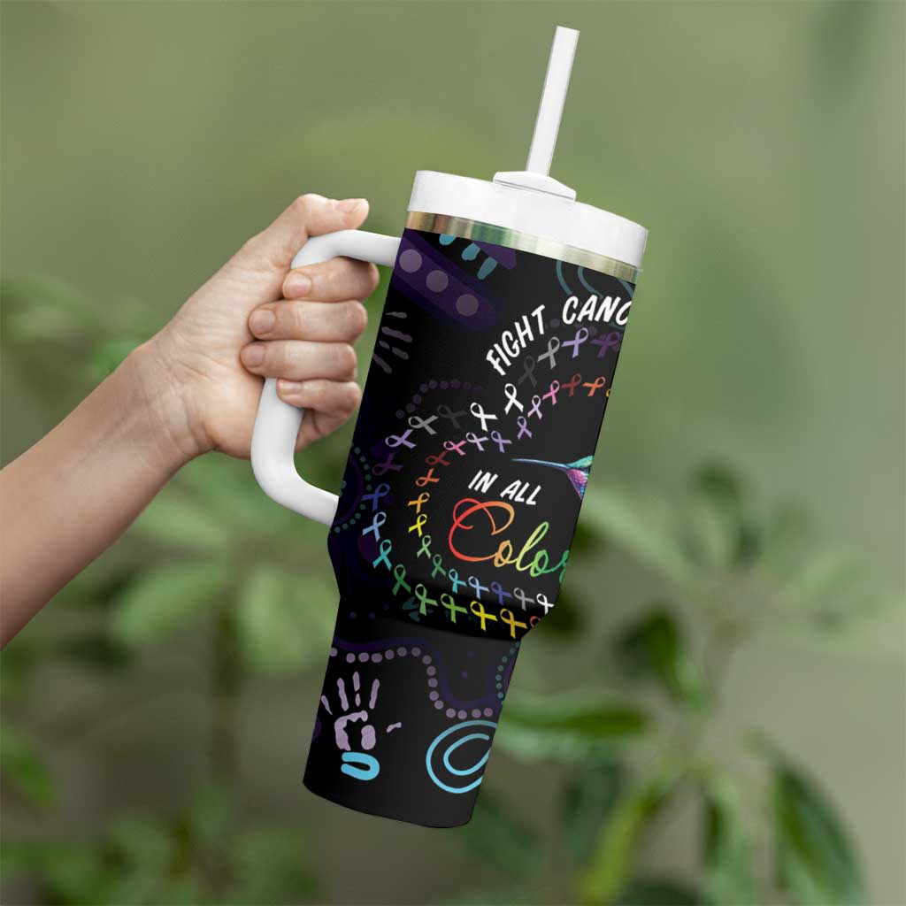 Australia Indigenous Aboriginal Arts Tumbler With Handle Hummingbird - Fight Cancer In All Colors