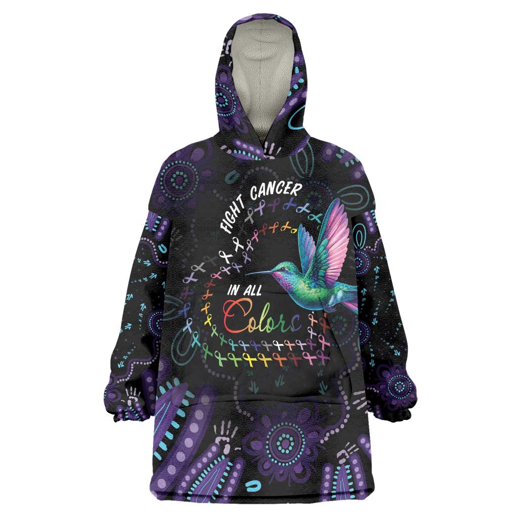 Australia Indigenous Aboriginal Arts Wearable Blanket Hoodie Hummingbird - Fight Cancer In All Colors