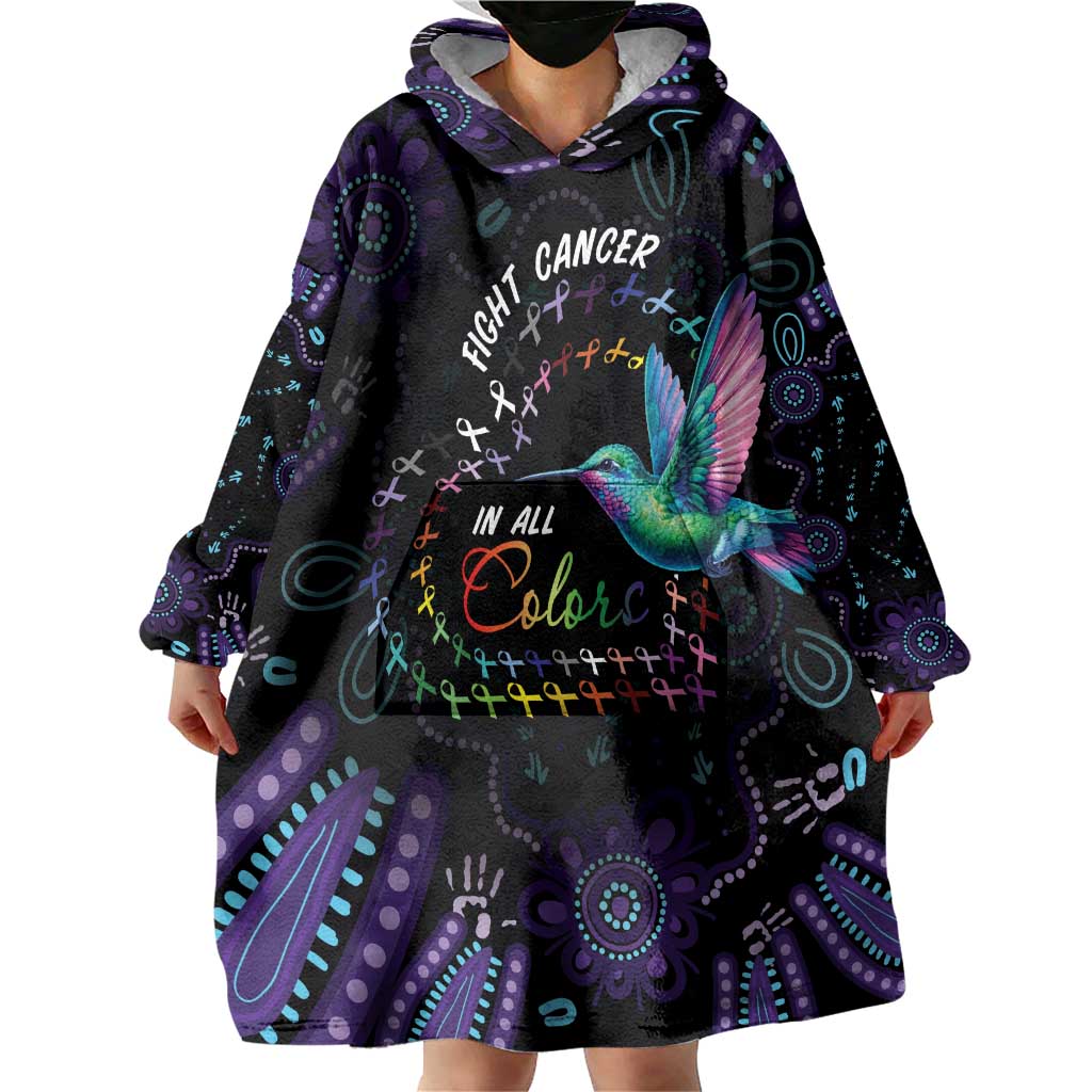 Australia Indigenous Aboriginal Arts Wearable Blanket Hoodie Hummingbird - Fight Cancer In All Colors