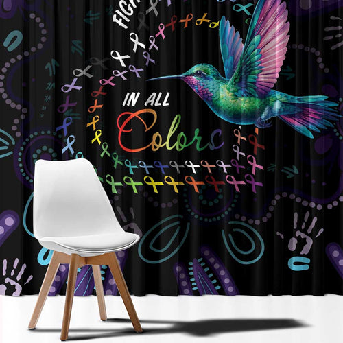 Australia Indigenous Aboriginal Arts Window Curtain Hummingbird - Fight Cancer In All Colors