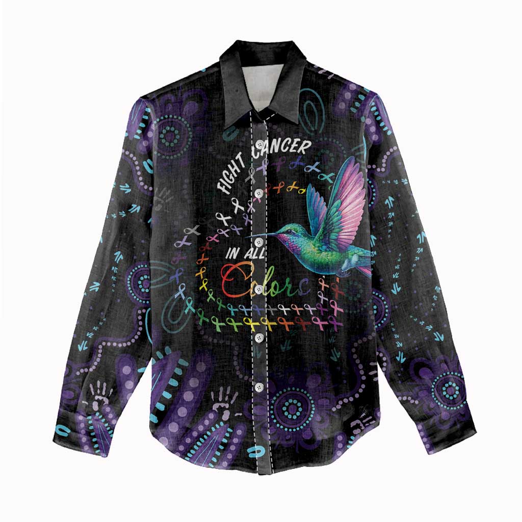 Australia Indigenous Aboriginal Arts Women Casual Shirt Hummingbird - Fight Cancer In All Colors
