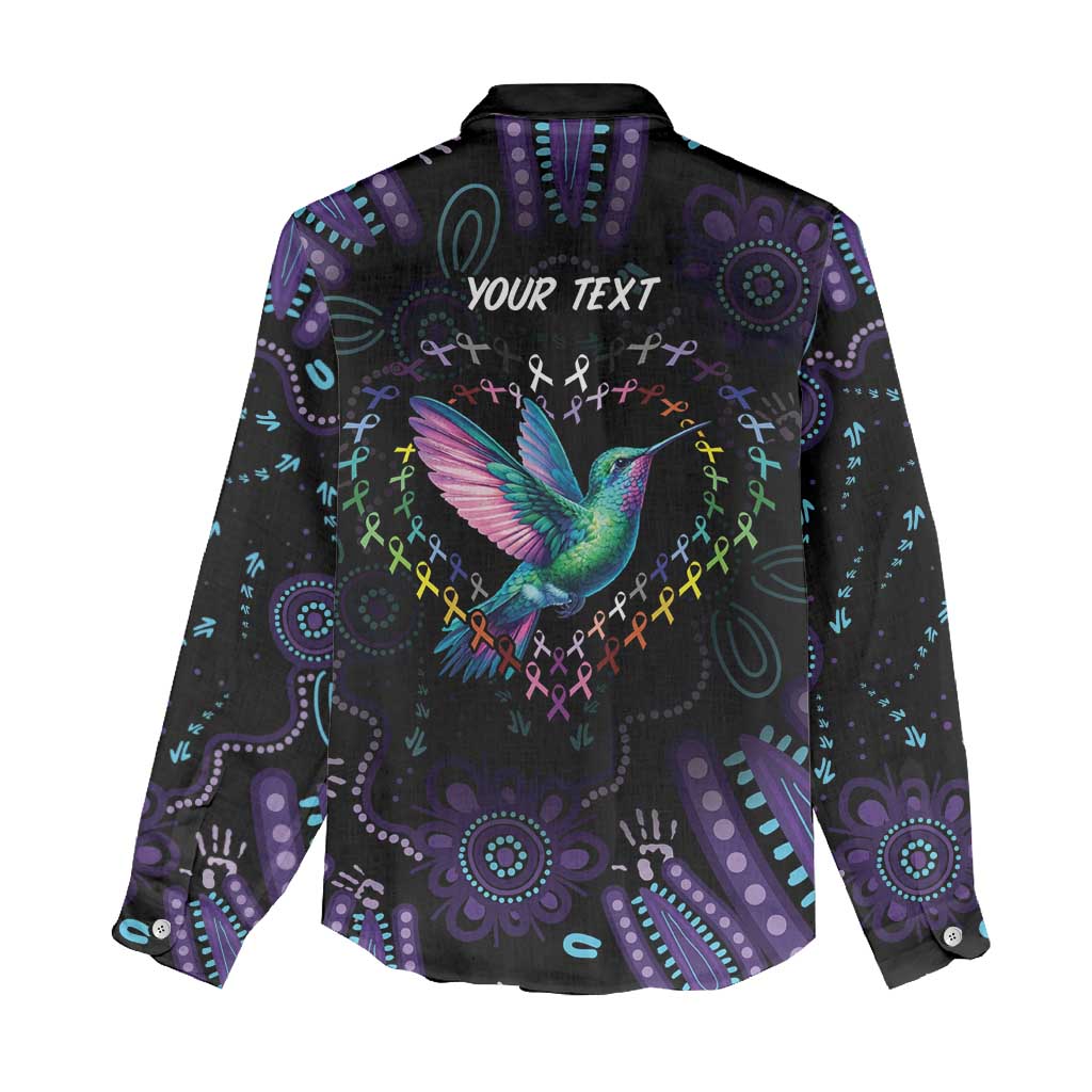 Australia Indigenous Aboriginal Arts Women Casual Shirt Hummingbird - Fight Cancer In All Colors