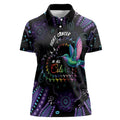 Australia Indigenous Aboriginal Arts Women Polo Shirt Hummingbird - Fight Cancer In All Colors