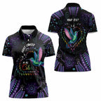 Australia Indigenous Aboriginal Arts Women Polo Shirt Hummingbird - Fight Cancer In All Colors