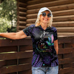 Australia Indigenous Aboriginal Arts Women Polo Shirt Hummingbird - Fight Cancer In All Colors
