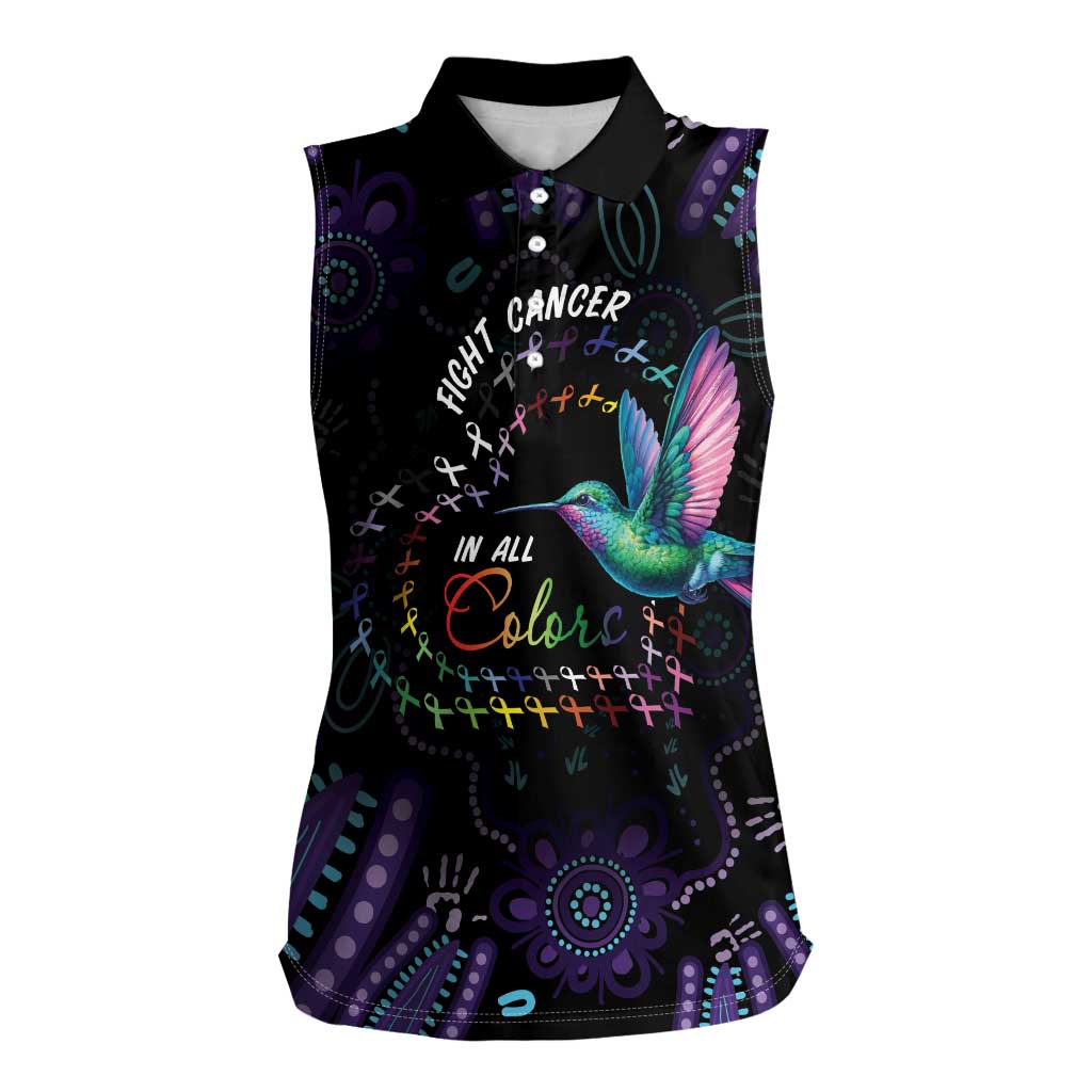 Australia Indigenous Aboriginal Arts Women Sleeveless Polo Shirt Hummingbird - Fight Cancer In All Colors