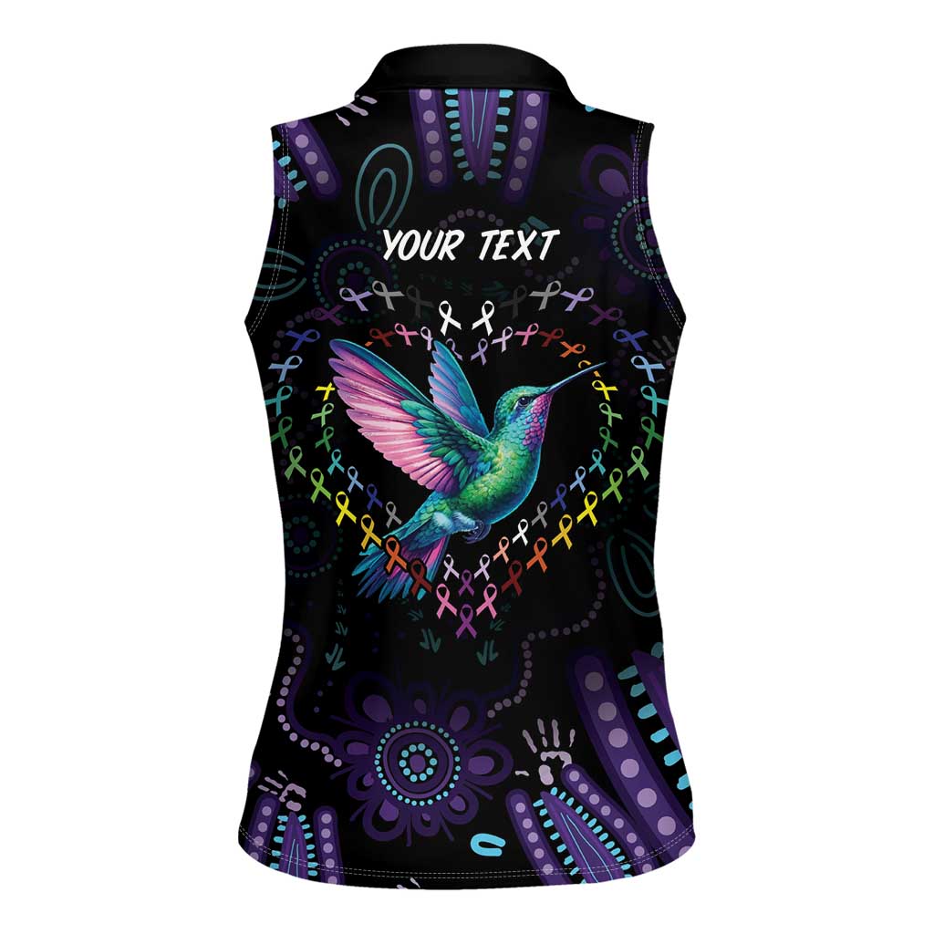 Australia Indigenous Aboriginal Arts Women Sleeveless Polo Shirt Hummingbird - Fight Cancer In All Colors