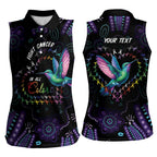 Australia Indigenous Aboriginal Arts Women Sleeveless Polo Shirt Hummingbird - Fight Cancer In All Colors