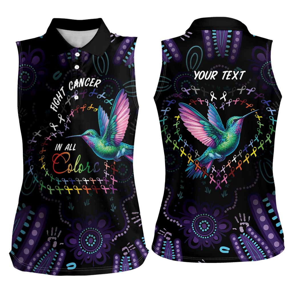 Australia Indigenous Aboriginal Arts Women Sleeveless Polo Shirt Hummingbird - Fight Cancer In All Colors