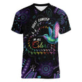 Australia Indigenous Aboriginal Arts Women V-Neck T-Shirt Hummingbird - Fight Cancer In All Colors