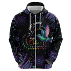 Australia Indigenous Aboriginal Arts Zip Hoodie Hummingbird - Fight Cancer In All Colors