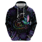 Australia Indigenous Aboriginal Arts Zip Hoodie Hummingbird - Fight Cancer In All Colors