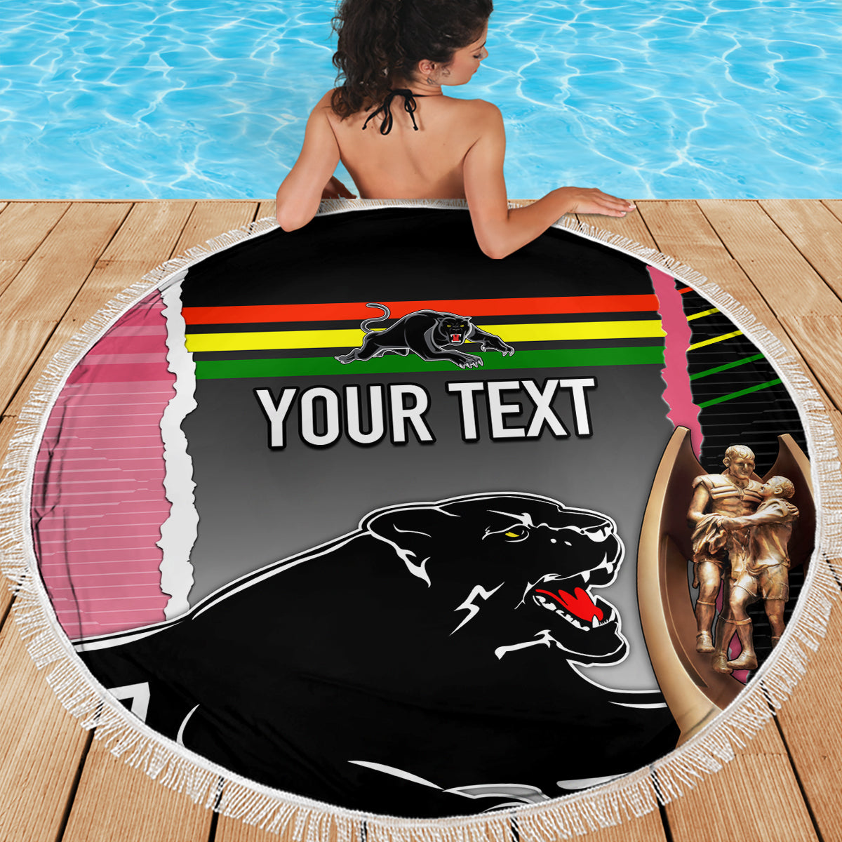 personalised-panther-rugby-nrl-premiers-beach-blanket-panther-pride-black-pink-sporty-vibe