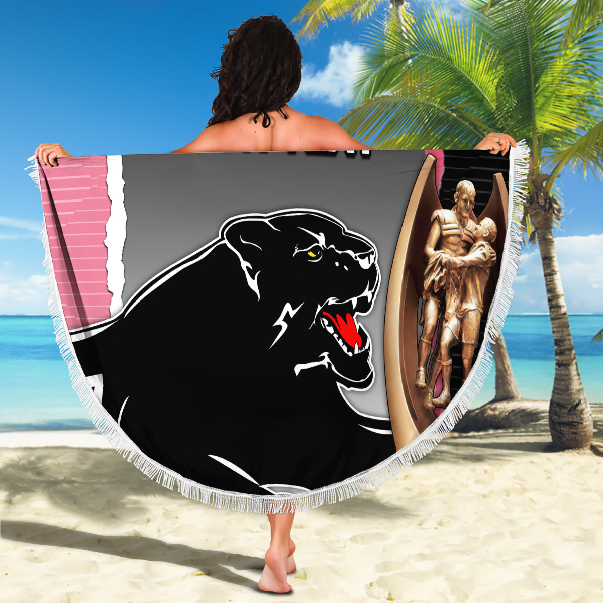 personalised-panther-rugby-nrl-premiers-beach-blanket-panther-pride-black-pink-sporty-vibe