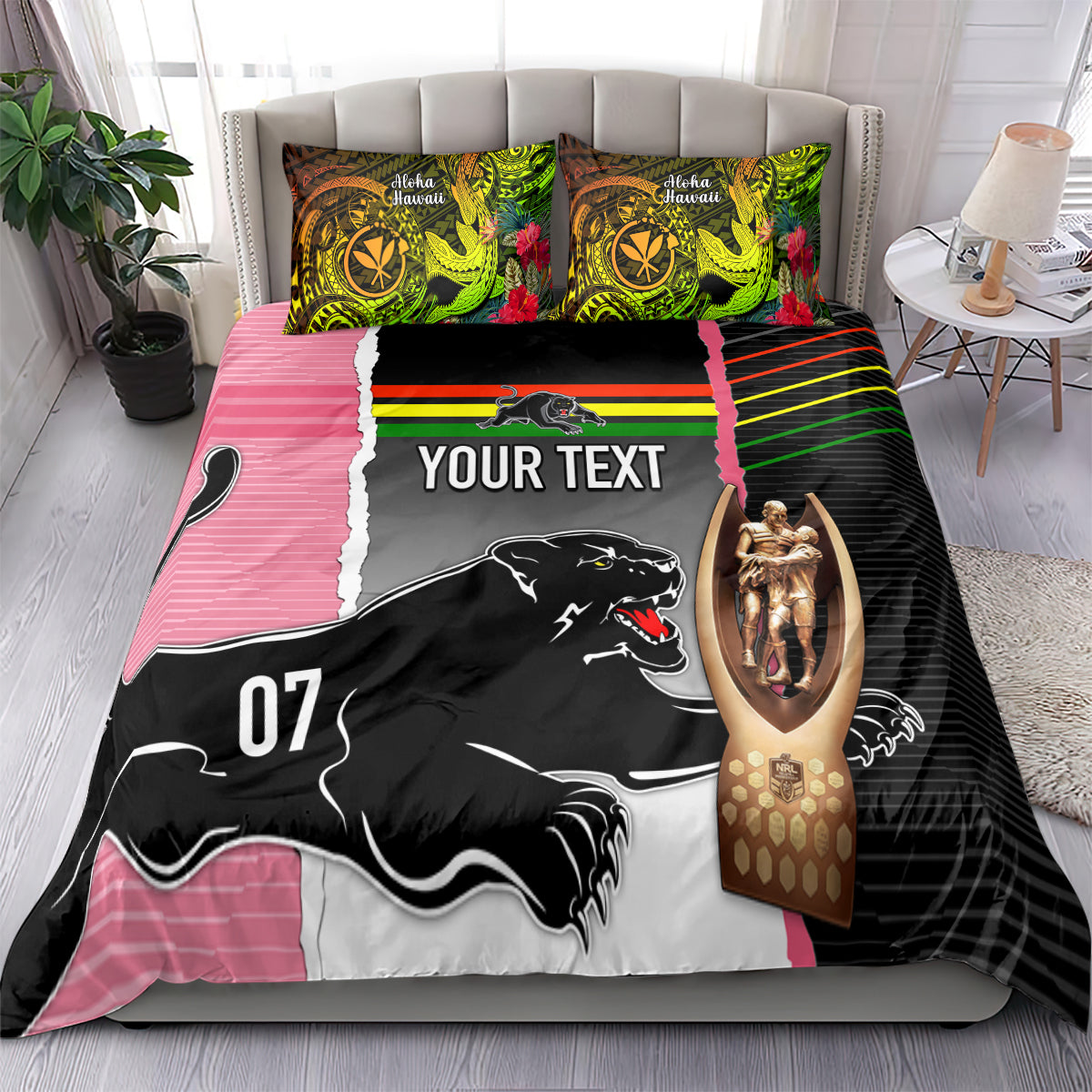 personalised-panther-rugby-nrl-premiers-bedding-set-panther-pride-black-pink-sporty-vibe