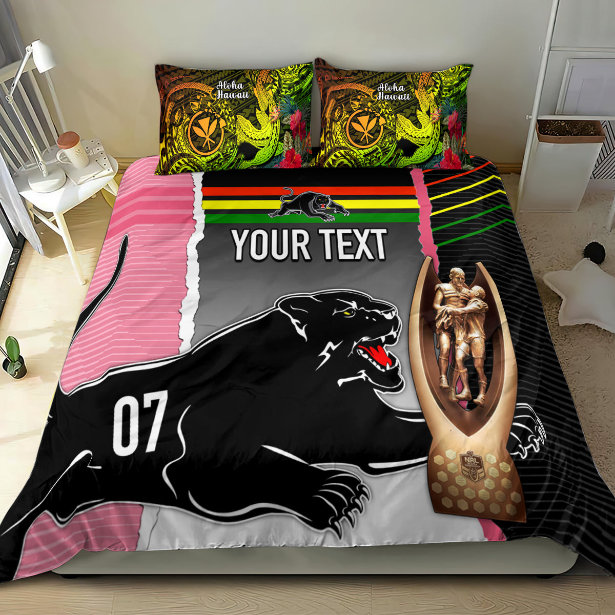 personalised-panther-rugby-nrl-premiers-bedding-set-panther-pride-black-pink-sporty-vibe